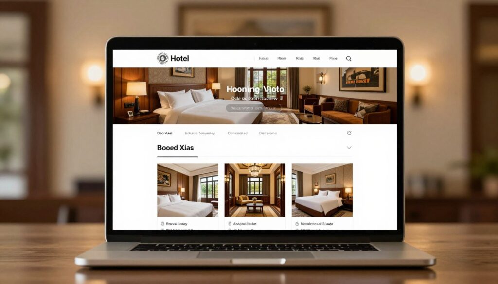 hotel website with room details and online booking call to action