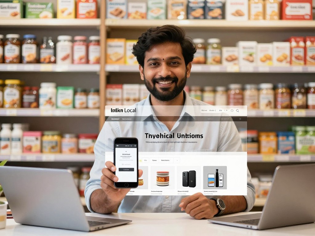 local shop owner presenting products on a professional website