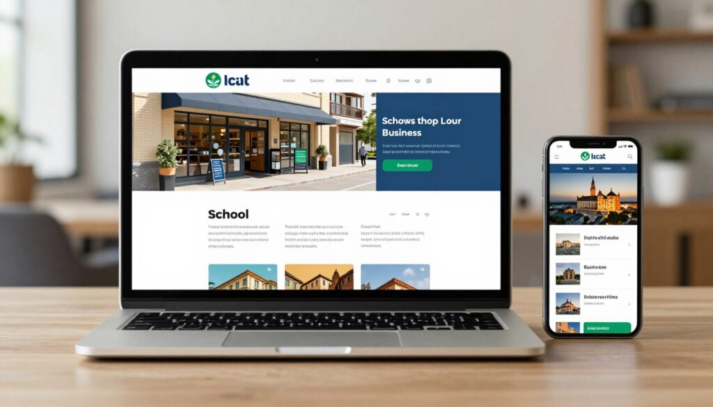 website for my shop or hotel homepage on a laptop and phone